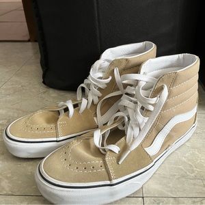 VANS tan hi top skate shoes